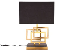 Invicta Interior Wohnliche Tischleuchte Schwarz Gold Stoff blendarm E27< Tischlampen|Schlafzimmer Lampen