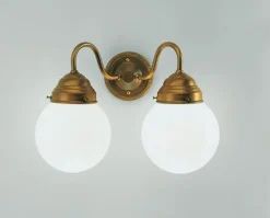 Berliner Messingleuchten Wohnliche Wandlampe Glas Berliner Messing E27 2-flammig< Wohnzimmerlampen|Küchenlampen