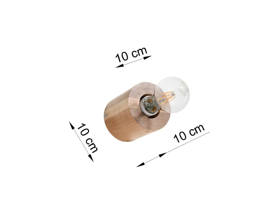 Sollux Wohnliche Wandlampe JAZLEAN Holz Ø10cm rund für E27< Flurlampen|Wandleuchten