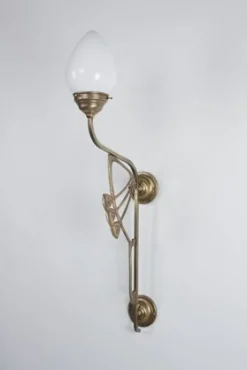 Wohnzimmerlampen|Metall Lampen*Berliner Messingleuchten Wohnliche Wandleuchte Messing Glas Weiß E27 H:86 cm