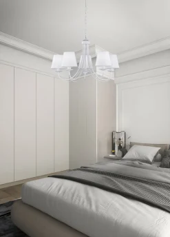 Trio Reality Wohnlicher Kronleuchter Stoff Metall Stoff E14 5-flmg< Hängelampen|Bürolampen