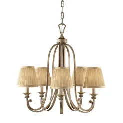 Elstead Wohnlicher Kronleuchter SAMISE Ø67cm höhenverstellbar< Hängelampen|Stofflampen