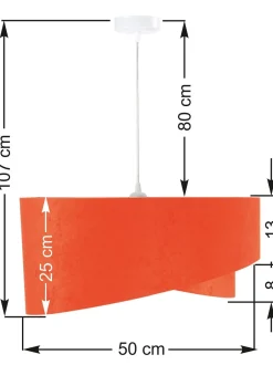 Hängelampen|Moderne Lampen*BPS Koncept Wohnzimmer Hängelampe Orange Bunt Stoff rund Ø50cm