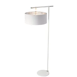 Elstead Wohnzimmer Stehleuchte Weiß Silber Loft 162cm< Designerlampen|Stofflampen