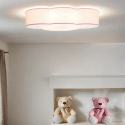TK Lighting Wolkenlampe Rosa Stoff 62 cm lang 4x E27 Baby Kinder<Kinder Kinderzimmerlampen|Kinderlampen