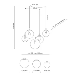 Hängelampen|Esszimmer Lampen*TK Lighting XXL Hängeleuchte Rauchglas H: 220 cm B: 400 cm verstellbar