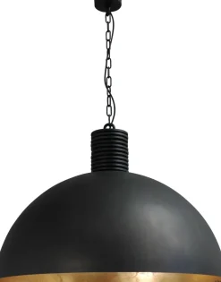 Industrie Lampen|Vintage Lampen*Masterlight XXL Pendelleuchte Grau Metall Gold Ø80cm LARINO