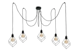 Keter XXL Pendelleuchte Metall 5-flammig E27 Schwarz< Hängelampen|Wohnzimmerlampen