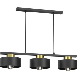 Metall Lampen|Messinglampen*Luminex XXL Pendelleuchte Metall Schwarz Gold L:81 cm E27 Loft