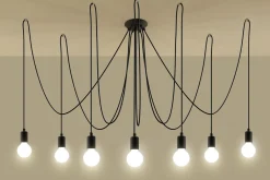 Hängelampen|Esszimmer Lampen*Sollux XXL Pendelleuchte Schwarz verstellbar bis 3 m E27