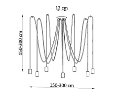 Hängelampen|Esszimmer Lampen*Sollux XXL Pendelleuchte Schwarz verstellbar bis 3 m E27