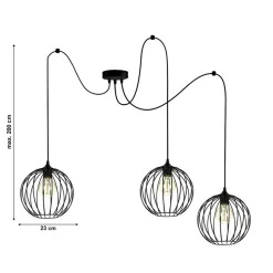 Hängelampen|Bürolampen*Belis XXL Spider Hängelampe Draht Metall 3-flammig L:400 cm