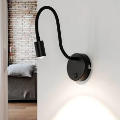 Moderne Lampen|Küchenlampen*Easylight Zeitlose LED Wandlampe Schwarz Metall flexibler Arm