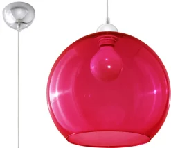 Sollux Zeitlose runde Pendelleuchte mit Glasschirm in Rot< Hängelampen|Esszimmer Lampen